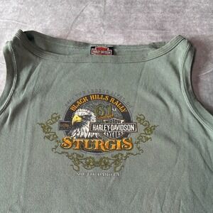 Harley-Davidson 2001 Sturgis Black Hills Rally Tank Top Green Large biker chic